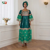 MD African Dresses Women's Clothing Traditional Embroidery Bazin Riche Dashiki Dress Long Dresses 2025 South Africa Lady Clothes - Free Delivery Worldwide only at Flexi Africa